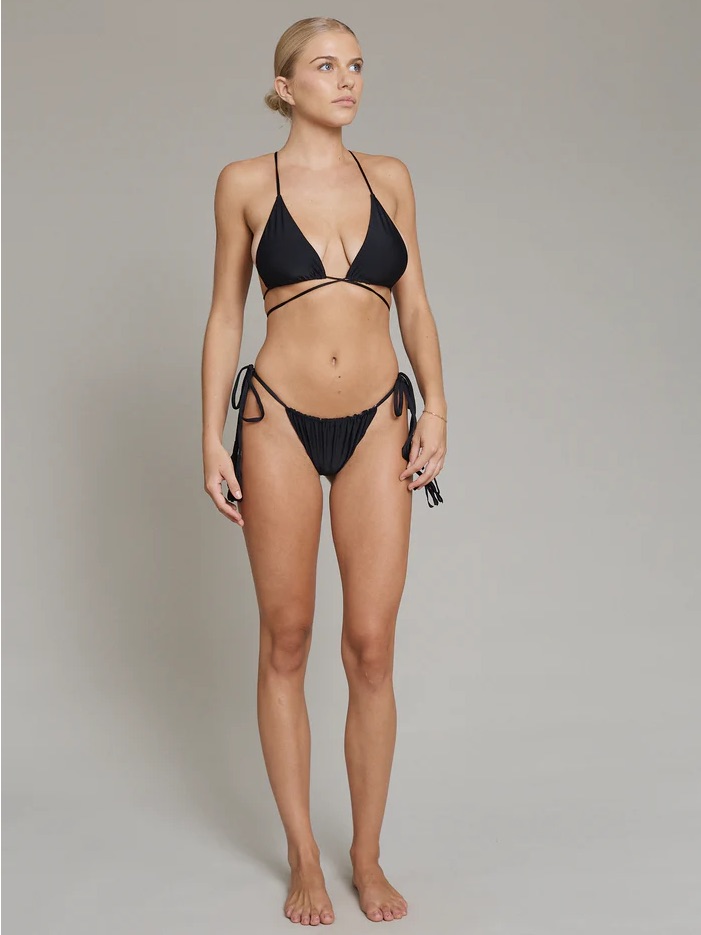 Acacia - Taylor String Side Tie Bikini Bottom In Black - L